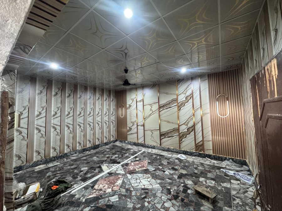 Marble-design PVC ceiling installed by PRINT POINT
