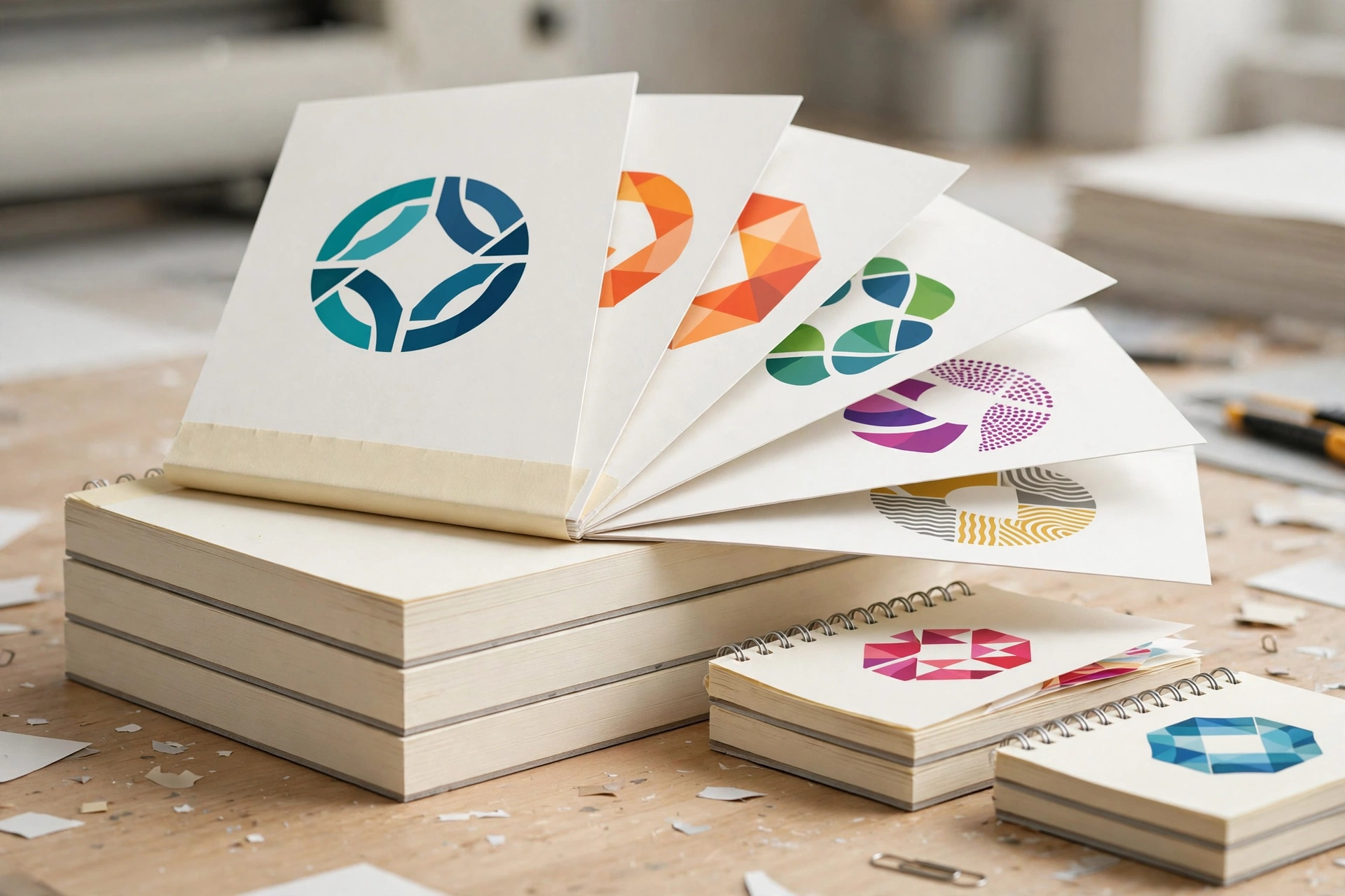 Printed publicity pads with colourful business designs