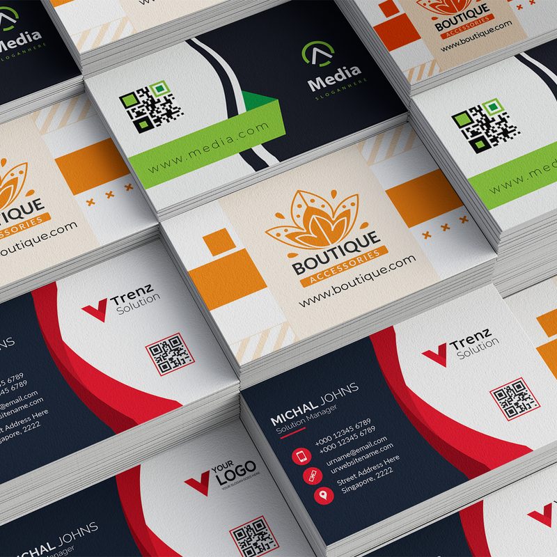 Stacks of professionally printed business cards